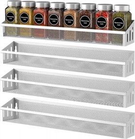 img 4 attached to 4 Pack Silver Wall Mount Spice Rack Organizer For Cabinets, Pantry Door, Cupboard Seasoning Jars Shelf Storage