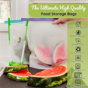 img 3 attached to 👜 WeeSprout Silicone Reusable Food Storage Bags – Ultimate Leakproof & Airtight Freezer Bags (16 Cup x 2): Freeze, Microwave, Marinate, Store Dry Goods. Bonus Bag Stand!