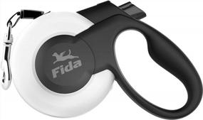 img 4 attached to Fida Retractable Dog Leash, Heavy Duty Retracting Pet Leash With 16 Ft Strong Nylon Tape/Ribbon For Large Breed Up To 110 Lbs, Tangle Free, One-Hand Brake, White (Mars Series)