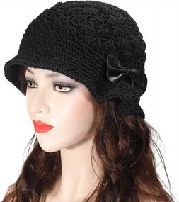 img 3 attached to Handmade Cotton Knit Cloche Bowler Hat With Crochet Design For Women'S Winter Fashion