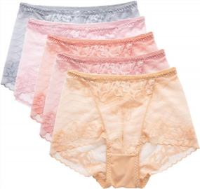 img 4 attached to FEOYA Women'S Seamless Lace Boyshort Panties Underwear High Waist Panty Brief 5 Pack