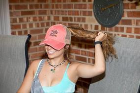 img 3 attached to Women'S Baseball Cap With Criss Cross Detail - Distressed Ponytail Messy Bun Trucker Ponycap
