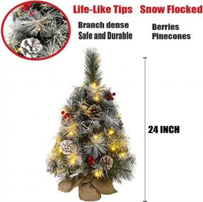 img 1 attached to 24Inch AOGU Mini Prelit Christmas Tree Snow Flocked Artificial Tabletop Holiday Decoration With 35 Lights And Cloth Bag Base Xmas Home Table Small Linen Base