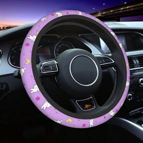 img 4 attached to Anime Steering Wheel Cover For Women Girls，Car Steering Wheel Protector Covers Universal 15 Inch Interior Accessories