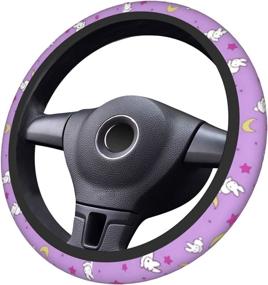 img 1 attached to Anime Steering Wheel Cover For Women Girls，Car Steering Wheel Protector Covers Universal 15 Inch Interior Accessories