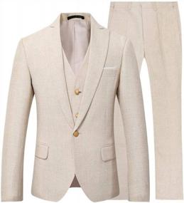img 3 attached to Stylish 3-Piece Linen Suit For Men'S Beach Weddings, Proms, And Parties - Slim Fit
