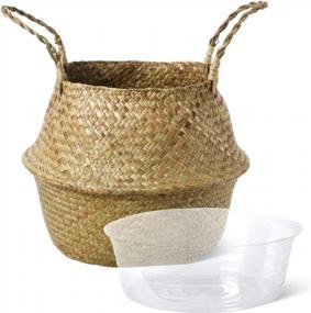 img 3 attached to Small & Large Seagrass Woven Belly Basket For Home Decor, Storage, Laundry, Picnic Grocery Shopping - LE TAUCI Original Design