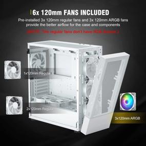 img 3 attached to Vetroo AL600 Mid-Tower ATX PC Case With Top 360Mm Radiator Support, 3X120Mm ARGB Fans, 3X120Mm Regular Fans, Airflow Mesh Design In White For Enhanced Gaming, With Controller Hub