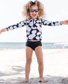 img 2 attached to 👶 RuffleButts® Baby/Toddler Girls Long Sleeve Rash Guard 2 Piece Swimsuit Set: UPF 50+ Sun Protection with Zipper