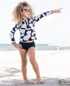 img 3 attached to 👶 RuffleButts® Baby/Toddler Girls Long Sleeve Rash Guard 2 Piece Swimsuit Set: UPF 50+ Sun Protection with Zipper