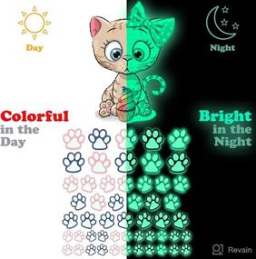 img 3 attached to 🐱 Glow in The Dark Cat Stickers with Dog and Fish - Wall Decals for Kids Bedding Room - Great Birthday Gift - Glowing Cat for Girls and Boys