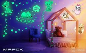 img 1 attached to 🐱 Glow in The Dark Cat Stickers with Dog and Fish - Wall Decals for Kids Bedding Room - Great Birthday Gift - Glowing Cat for Girls and Boys