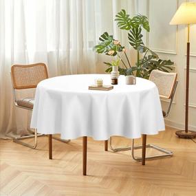 img 2 attached to Sancua 60-Inch Round White Tablecloth Set For Stain And Wrinkle-Free Dining And Entertaining