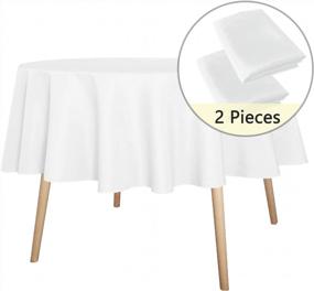 img 1 attached to Sancua 60-Inch Round White Tablecloth Set For Stain And Wrinkle-Free Dining And Entertaining