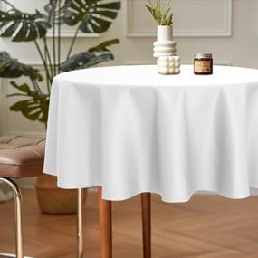 img 3 attached to Sancua 60-Inch Round White Tablecloth Set For Stain And Wrinkle-Free Dining And Entertaining
