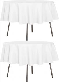 img 4 attached to Sancua 60-Inch Round White Tablecloth Set For Stain And Wrinkle-Free Dining And Entertaining