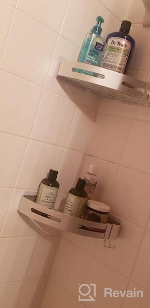 img 1 attached to Dark Grey 2-Tier Corner Shower Shelf - No Drilling Required! Wall Mounted Bathroom Caddy Organizer For Kitchen review by Treyshaun Clena