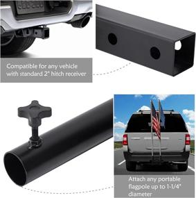 img 3 attached to 🚛 Trailer Truck Hitch Mount Flag Pole Holder for 2" Receivers - Dual Hitch Flag Pole Holder, Receiver Flag Pole Hitch Mounted Holder for Jeep Truck SUV Camper RV Pickup