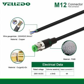 img 1 attached to VELLEDQ 3M/10FT Pre-Wired M12 Connector Cable With 4-Pin Male A-Coding And PVC Line For Industrial Use