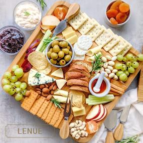 img 2 attached to Large Bamboo Cheese Board Charcuterie Platter With Stainless Steel Knife Set - Perfect For Birthday, Bridal Shower, Housewarming & Wedding Gifts