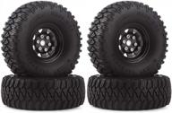 1.55 inch wheel tires & beadlock metal rim for rc crawler car d90 tf2 tamiya cc01 lc70 mst jimny axial ax90069 (black) logo