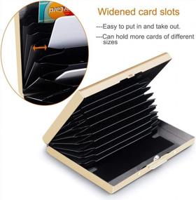 img 2 attached to Gold RFID Blocking Credit Card Holder Wallet With Business Card Holder - A Stylish And Secure Men'S And Women'S Accessory In Gift Box Packaging
