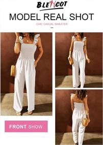 img 3 attached to Women'S Ruffle Spaghetti Strap High Waisted Long Wide Leg Jumpsuit Romper S-XXL