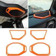 enhance your jeep's audio system with voodonala speaker audio trim top & a pillar trim for jeep wrangler jl, jlu, and gladiator jt (2018-2022) - abs orange 4pcs logo