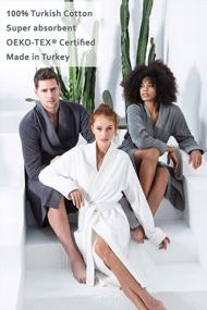 img 1 attached to Men'S Turkish Cotton Terry Hooded Kimono Bathrobe W/ OEKO-TEX® Certification & Rice Weave Trim