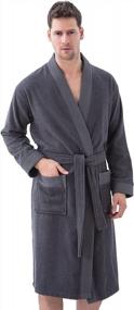 img 4 attached to Мужской банный халат-кимоно из турецкой махровой махры с капюшоном, сертификатом OEKO-TEX® и отделкой из рисовой ткани