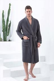 img 2 attached to Мужской банный халат-кимоно из турецкой махровой махры с капюшоном, сертификатом OEKO-TEX® и отделкой из рисовой ткани