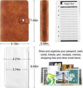 img 3 attached to A6 Budget Binder PU Leather 6-Ring Cover Planner Notebook Cash Organizer Case With 8X Pockets And 12X Expense Budget Sheets - Brown