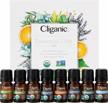 cliganic organic aromatherapy essential oils gift set (top 8), 100% pure - peppermint, lavender, eucalyptus, tea tree, lemongrass, rosemary, frankincense & orange logo