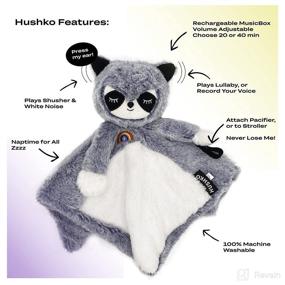 img 2 attached to 🦝 Hushko Baby Soother Raccoon-Patented Sound Box w/ Voice Recording & USB Charger, Shush, Mother's Heartbeat & White Noise, Lullaby, Washable-Premium Soft Fabric, Unisex, Volume & Time Control