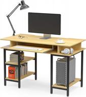 mecor 47-дюймовый письменный компьютерный стол с подставкой для клавиатуры / полками, настольная рабочая станция для ноутбука для домашнего офиса. логотип