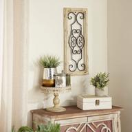stylish window inspired wall art - 10" x 1" x 25" deco 79 wood scroll with metal scrollwork relief in white logo