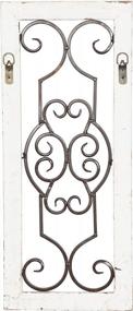 img 1 attached to Stylish Window Inspired Wall Art - 10" X 1" X 25" Deco 79 Wood Scroll With Metal Scrollwork Relief In White