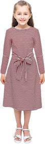 img 3 attached to 👗 Sleeve Striped Casual Dresses for Girls' Clothing and Dresses by KYMIDY