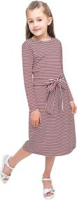 img 1 attached to 👗 Sleeve Striped Casual Dresses for Girls' Clothing and Dresses by KYMIDY