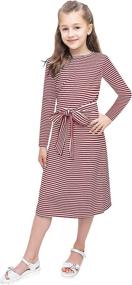 img 2 attached to 👗 Sleeve Striped Casual Dresses for Girls' Clothing and Dresses by KYMIDY