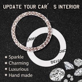 img 2 attached to 🚗 Frienda Car Crystal Rhinestone Ring Emblem Sticker Push Start Button - Bling Ignition Ring Sticker, Interior Accessory Decoration for Women (Champagne)