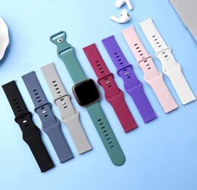 img 3 attached to Мягкие водонепроницаемые силиконовые сменные браслеты для спортивных ремешков для Fitbit Versa 2 / Versa / Versa Lite / Versa SE - 8 упаковок ремешков для женщин и мужчин от EverAct