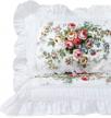 vintage rose pillowcases with elegant lace ruffles - fadfay shabby pink floral print standard size bedding pillow covers for twin/full/queen beds, 19" x 29" in country style logo
