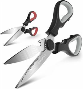 img 4 attached to Cut Smarter With Befano Kitchen Shears: 2 Pack Heavy Duty Stainless Steel Scissors For Meat, Poultry, Fish & Herbs, Dishwasher Safe