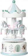 wooden merry-go-round horse musical box with 3 horses - ruyu carousel music box for children, ideal home decor for christmas, weddings, and birthdays - perfect gift for shop display, 7 x 3.5 inches logo