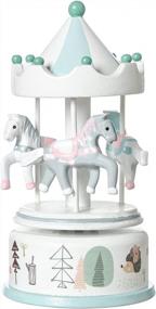 img 4 attached to Wooden Merry-Go-Round Horse Musical Box With 3 Horses - RUYU Carousel Music Box For Children, Ideal Home Decor For Christmas, Weddings, And Birthdays - Perfect Gift For Shop Display, 7 X 3.5 Inches