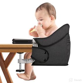 img 2 attached to 👶 Jozzve Portable Baby High Chair - Hook On Fast Table Seat for Feeding, Fold-Flat Storage Bag, Navy