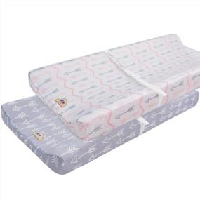 img 4 attached to Breathable And Comfortable Changing Pad Cover Set For Boys And Girls - BlueSnail Print 2PK In Gray And Pink