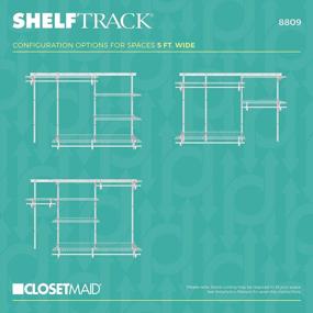 img 1 attached to Увеличьте пространство в шкафу с помощью системы органайзеров для проводов ClosetMaid ShelfTrack - регулируемая 5-8 футов. С полками, штангами для одежды и прочной сталью в гладком белом цвете