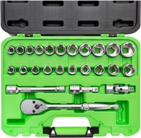 img 3 attached to Complete 26-Piece 1/2 Inch Drive Ratchet And Socket Set With SAE And Metric Wrenches - Ideal Mechanic Tool Set By OEMTOOLS